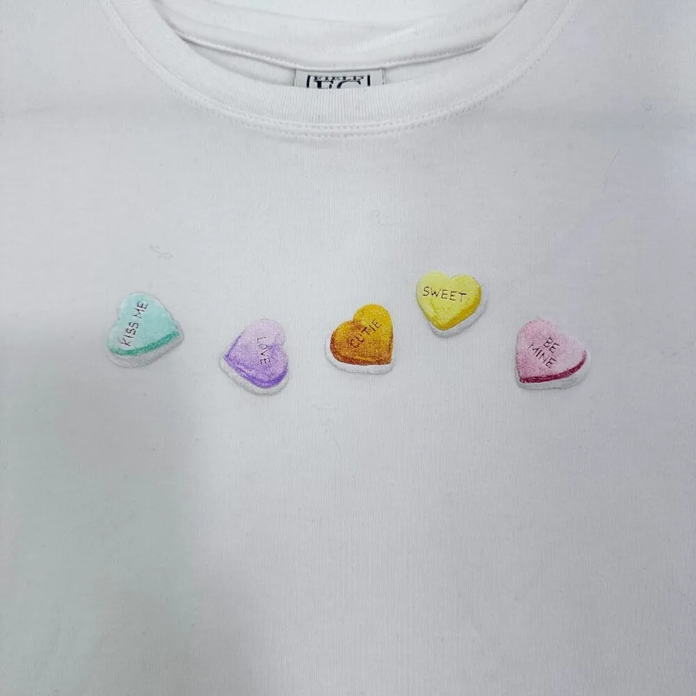 Field‎ Gear Vintage Conversation Hearts Valentines Day Graphic Tee Size XL White - Image 5