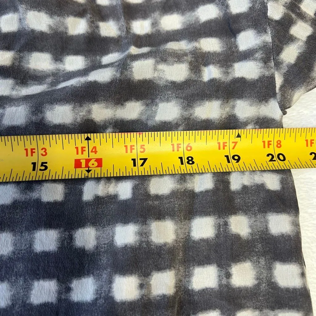 Theory Gray White Button Down Blouse Silk XS - Image 7