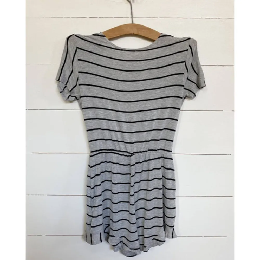 Urban Outfitters Kimchi Blue Gray Black Stripe Surplice Faux Wrap Romper‎ - S - Image 6