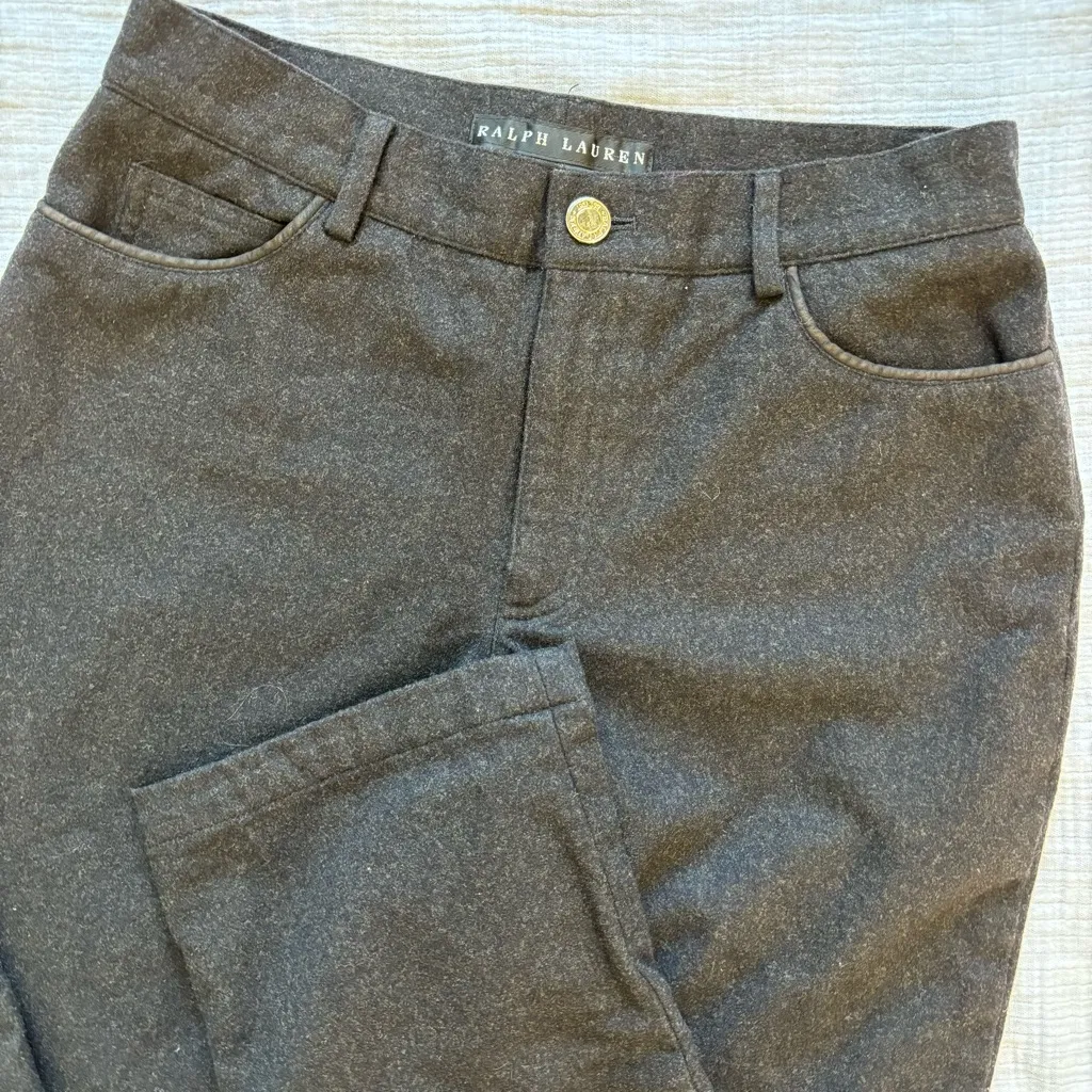 Ralph Lauren black label wool blend 5 pocket‎ trouser women’s 2, dark gray - Image 2