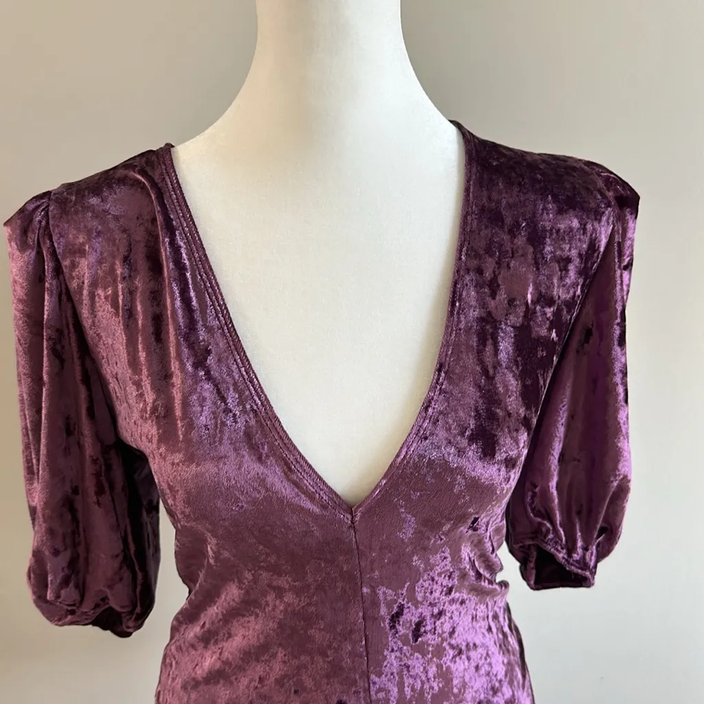 Free People Don’t You Wish Purple Velvet Bodysuit - Image 4