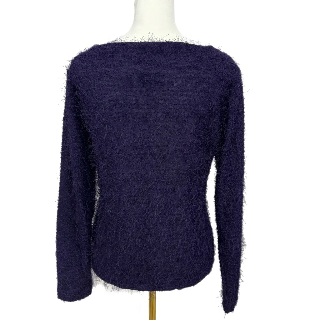 Y2K Boutique Europa Purple Eyelash Fuzzy Sweater Cozy Retro Knit Womens Size M Size M - Image 5
