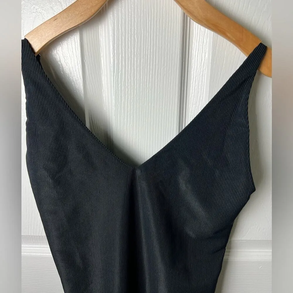 Beach Riot Reese Ribbed v Neck One Piece Low Back Swimsuit Black XL - Image 4