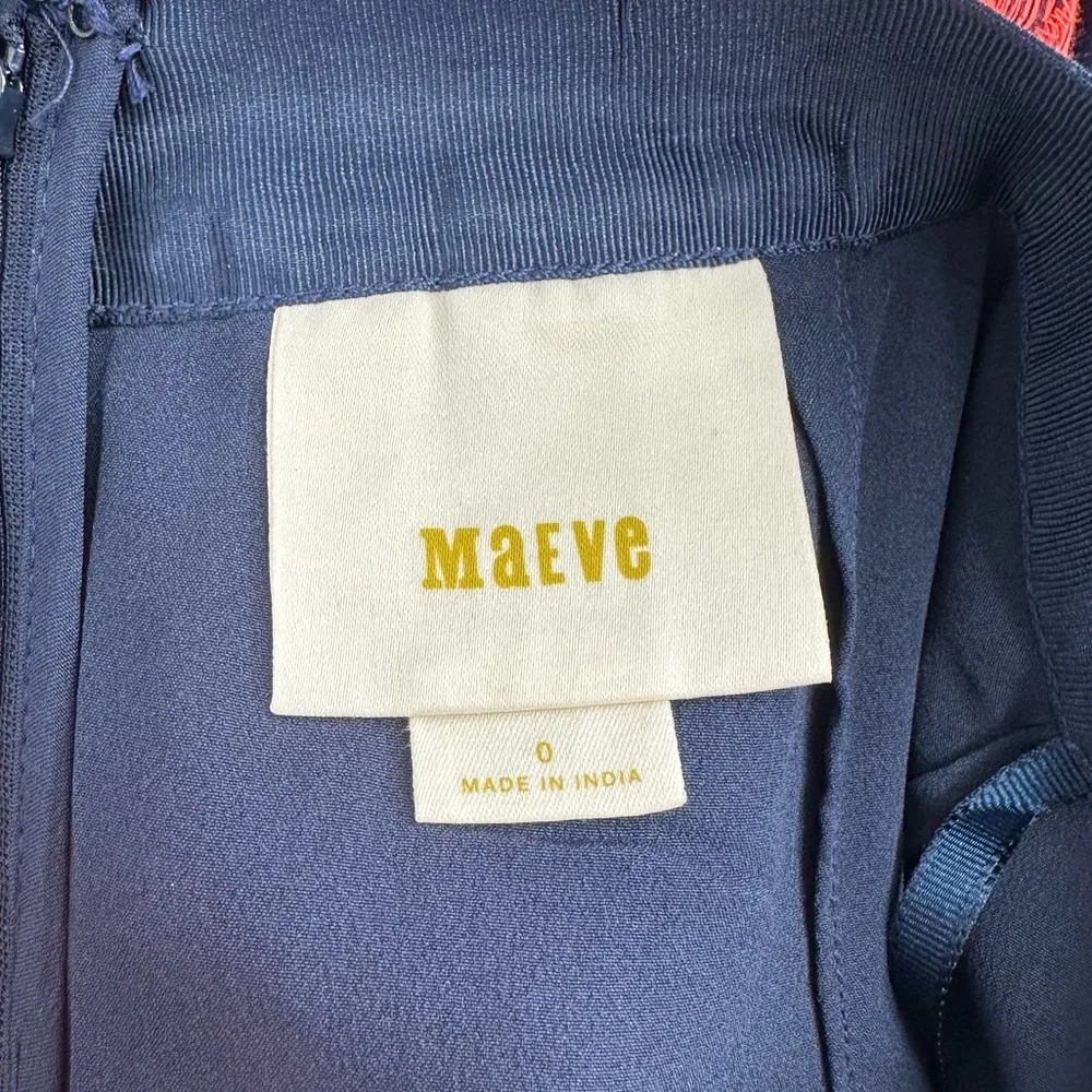 Maeve Navy Coral Floral Appliqué Circle Skirt size 0 - Image 11