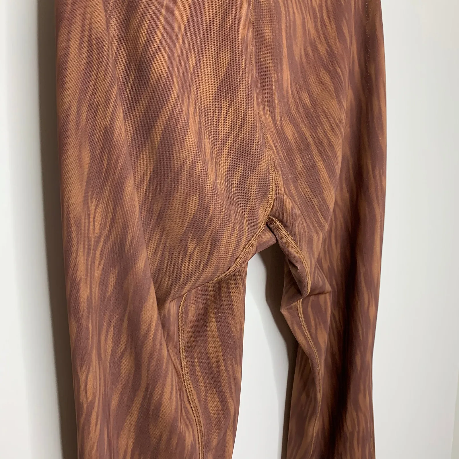 House of CB Erin Mesh Chocolate Brown Print Flare Pants Womens Small - Image 15