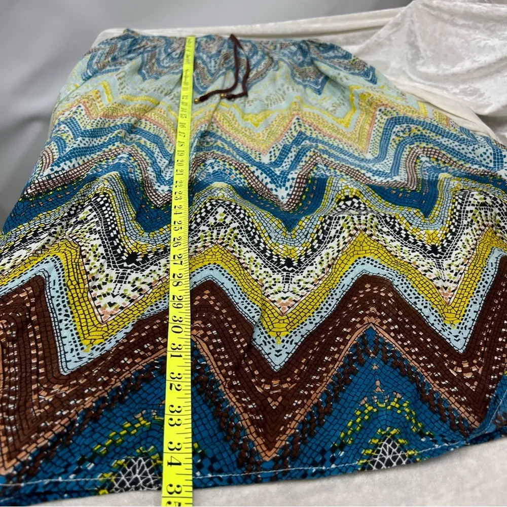 Surrale Printed Maxi Skirt Chevron Rayon Medium elastic waist - Image 9