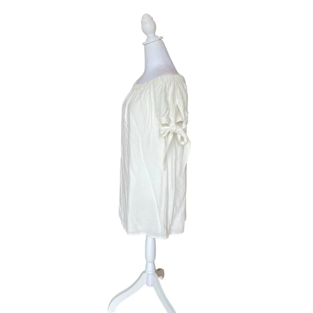 Lulus Al Fresco Evenings Ivory Off the Shoulder Mini Dress Womens Size Medium - Image 5