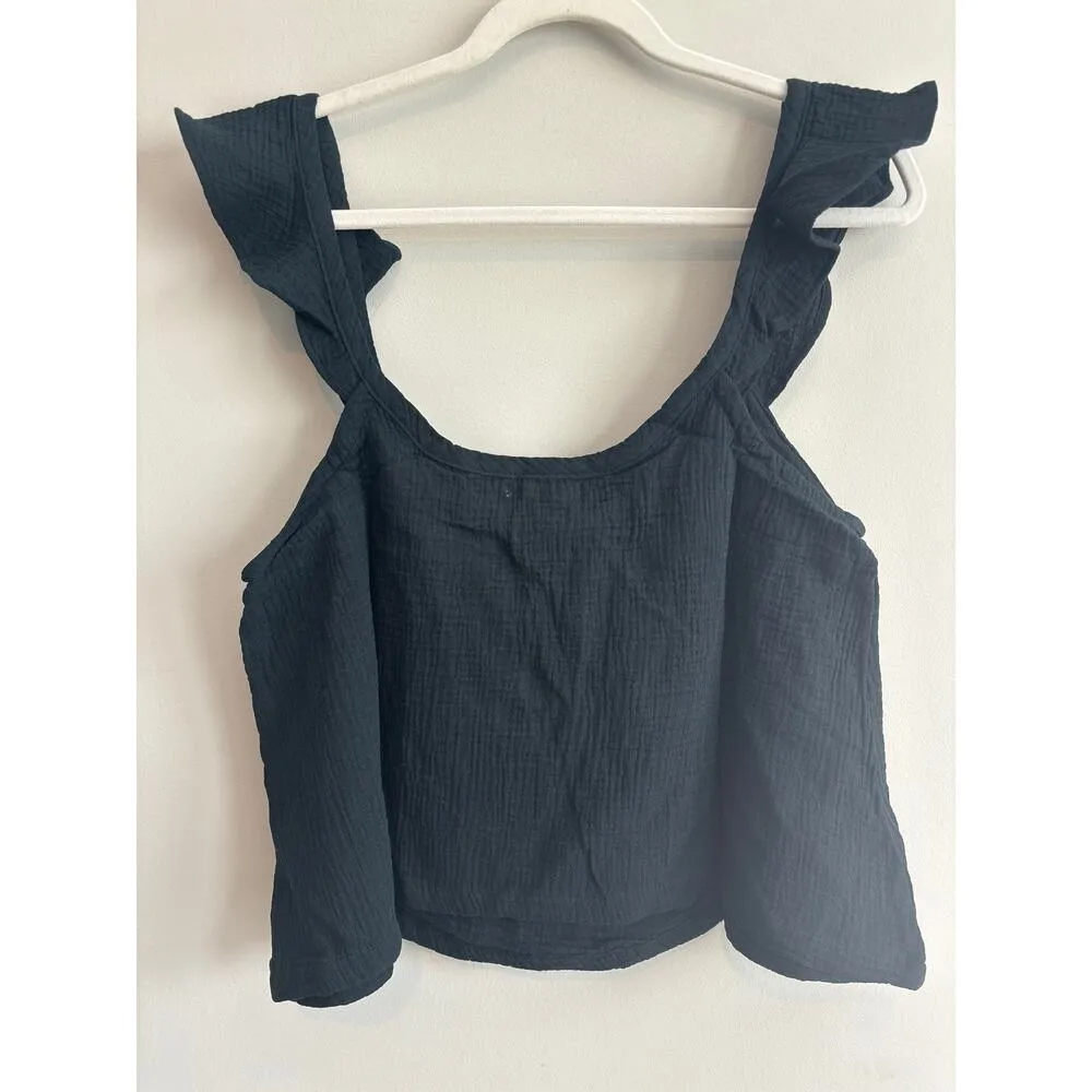 NWT Marine Layer Jude Flutter Sleeve Tank In Black Size Medium - Image 6