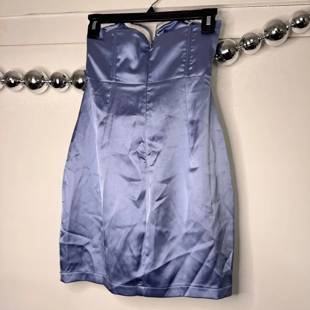 Princess Polly NEW Alexia Strapless Corset Satin Mini Dress in Blue - Image 6