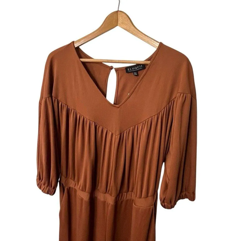 ELOQUII NWT Rust Brown Wide Leg Jumpsuit Women’s Size 14/16 Dressy Evening - Image 8