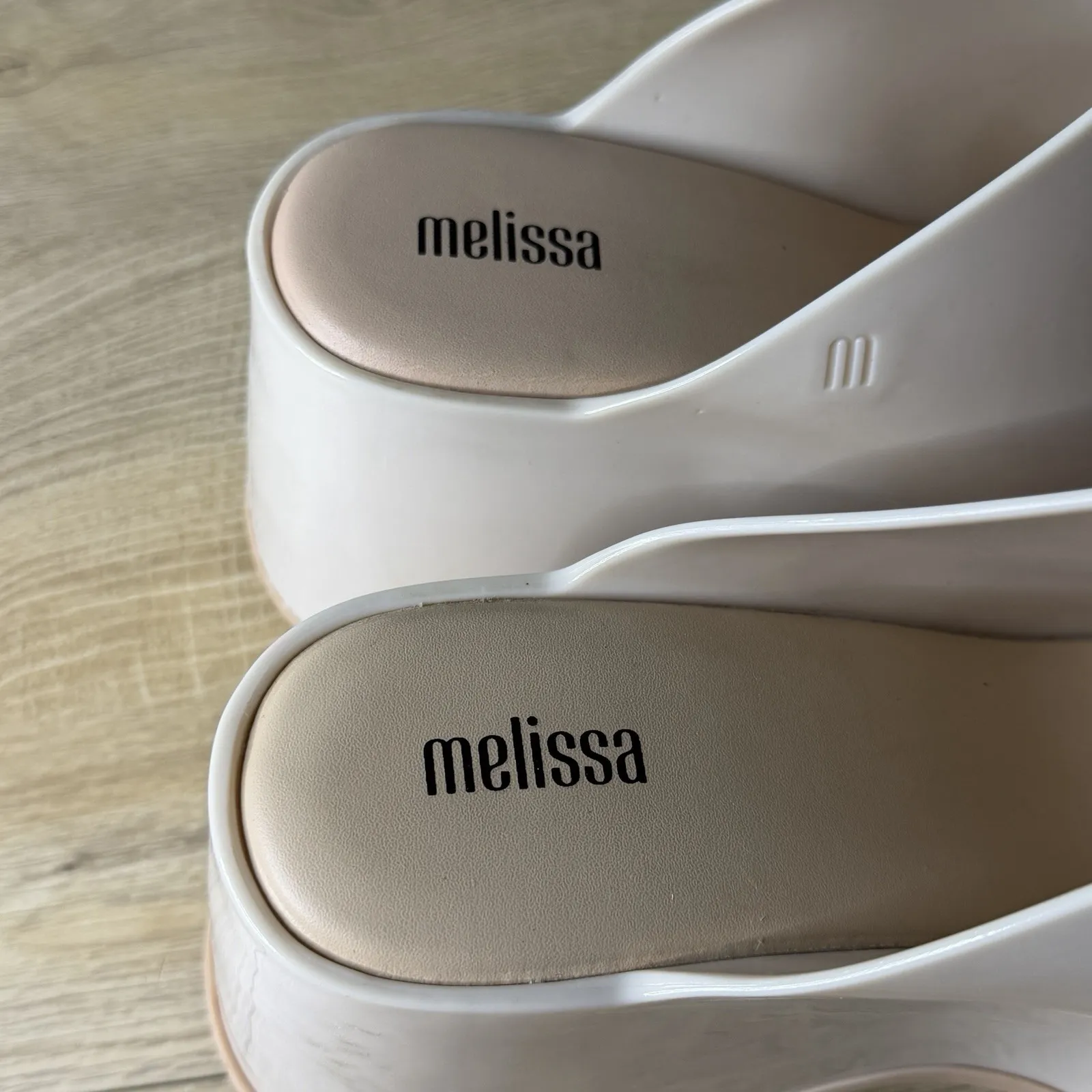 Melissa Patty Peep Toe Platform Slide Sandal Cream Wedge Jelly Shoes Womens 9 - Image 12