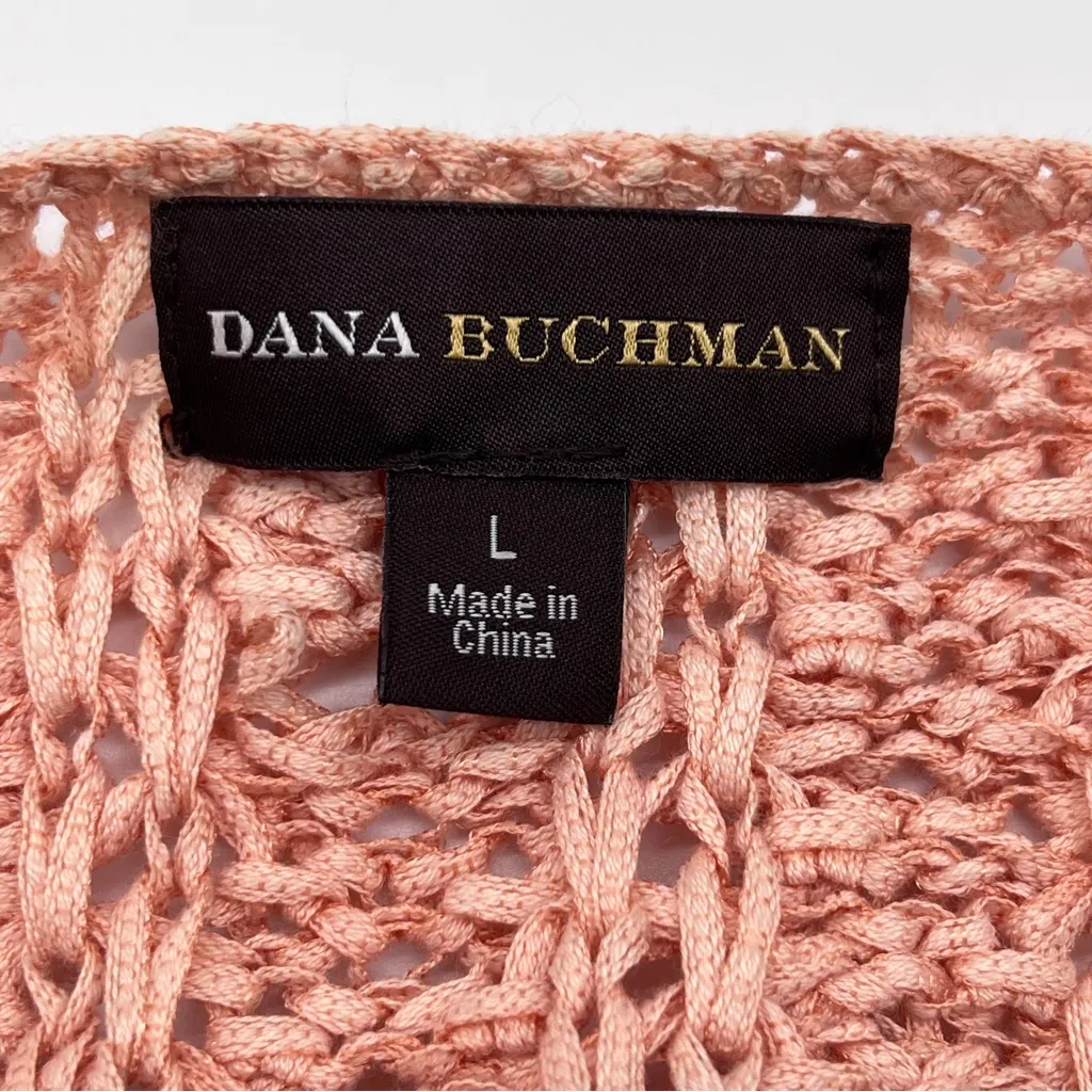 Dana Buchman Peach Open Pull Over Cotton Blend Ribbon Knit Top w/3/4 Sleeves-L - Image 9
