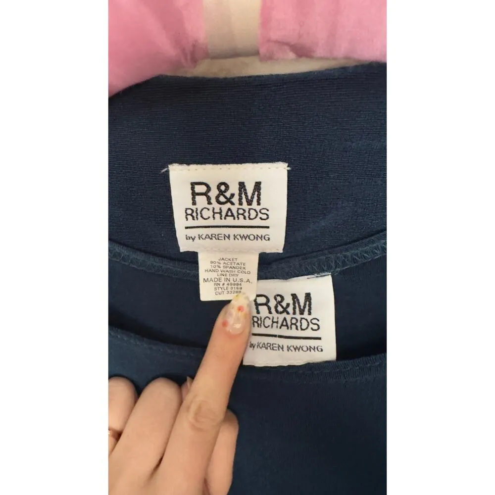 R&M Richards 2 Piece Set Midi Dress + Duster Jacket Acetate Teal Blue Green - Image 4