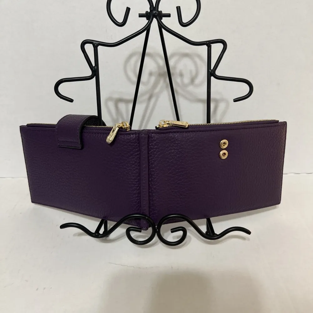 BOSTANTEN Purple Lomy Leather Slim Wallet Bifold Purse RFID 16 CC‎ Slots + ID - Image 4