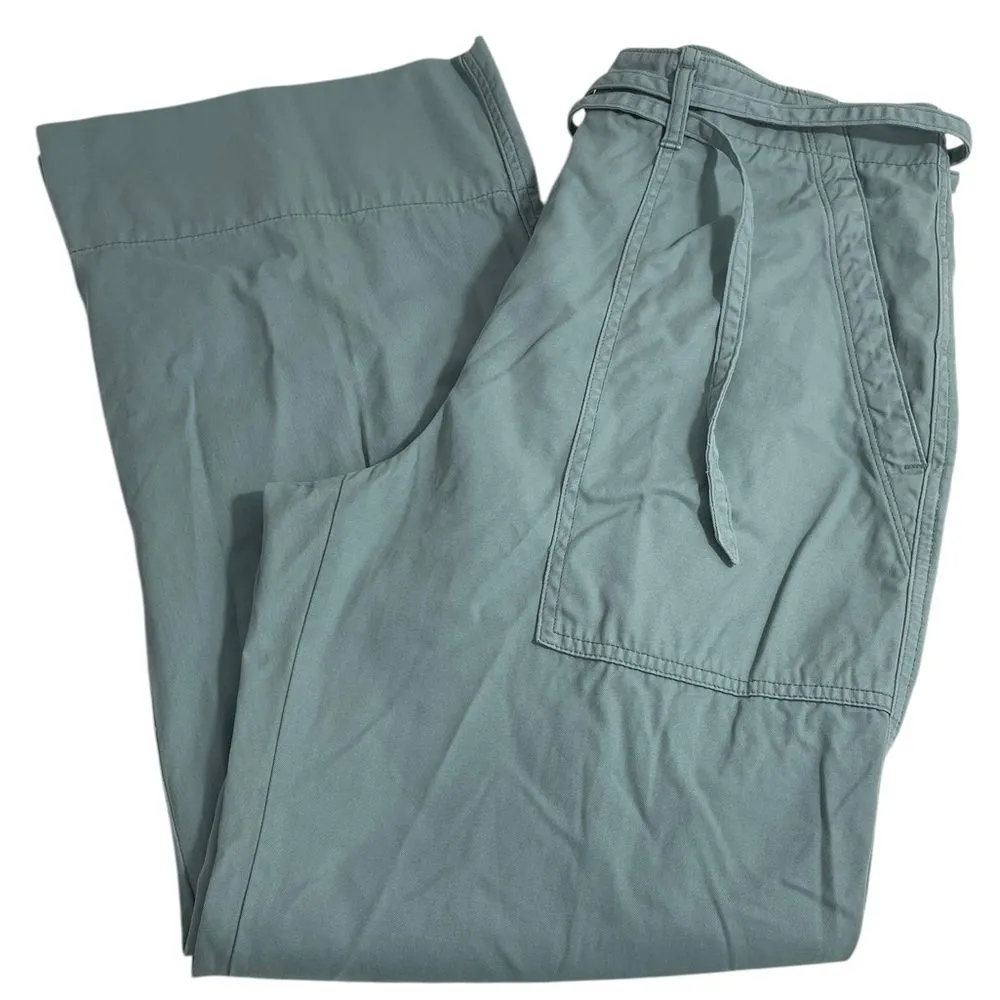 Club Monaco Tea Dye Crop Bootcut Cotton Chino Pants In‎ Pale Teal Size 6 - Image 4