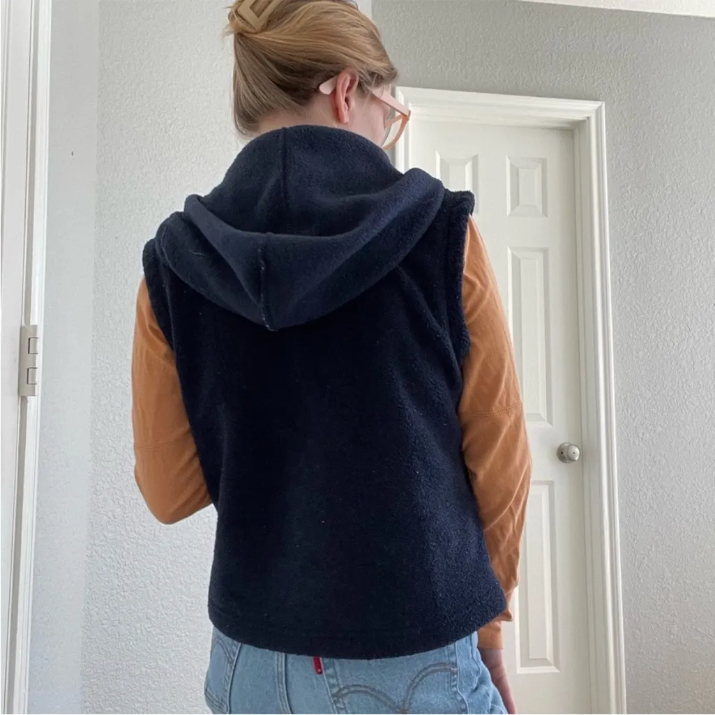 Vintage Harvard Navy Fleece Hooded Vest - Image 9