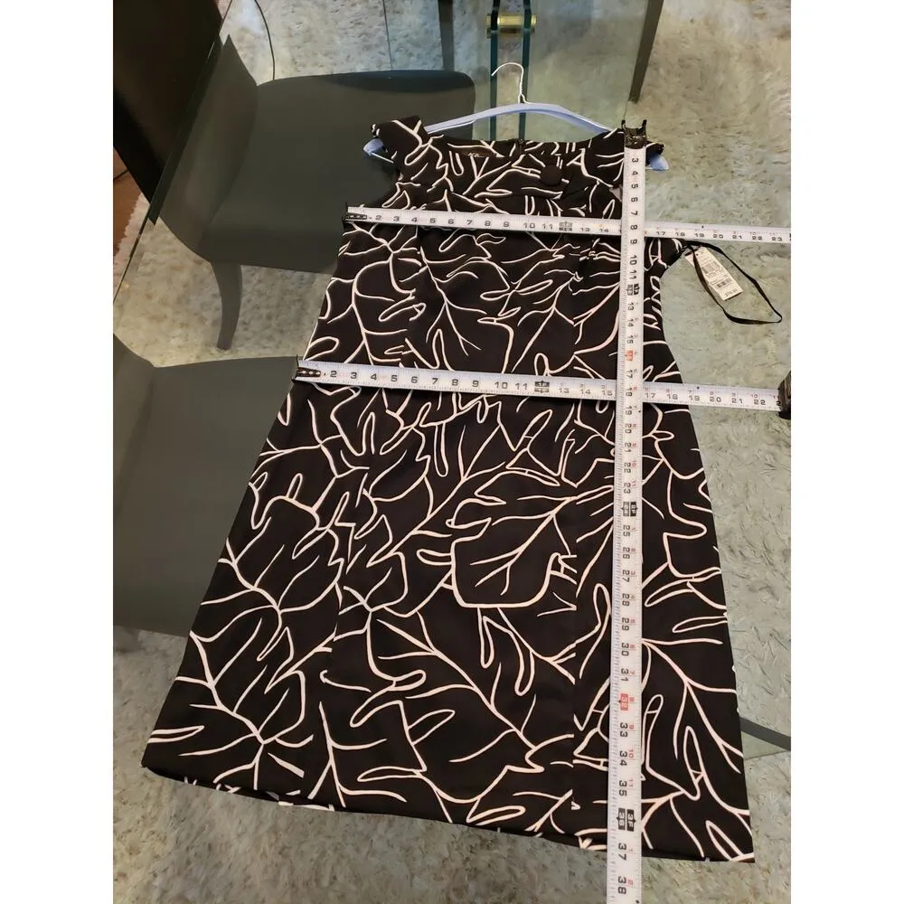 AGB Sheath Dress Women Size 16 Black & White Prada Boat Neck Sleeveless Pullover - Image 8