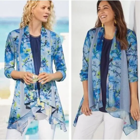 Soft Surroundings tea gardens topper open front cardigan Medium - Image 2