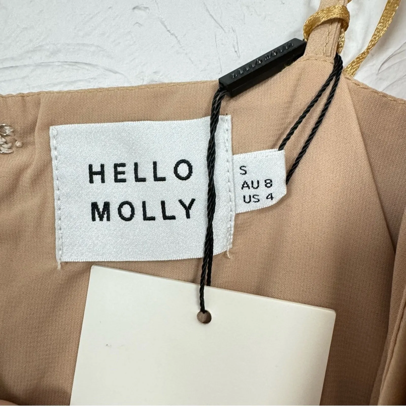 Hello Molly Gold Faux Wrap Slip Dress Midi Formal Womens 4 Bridesmaid Draped - Image 6