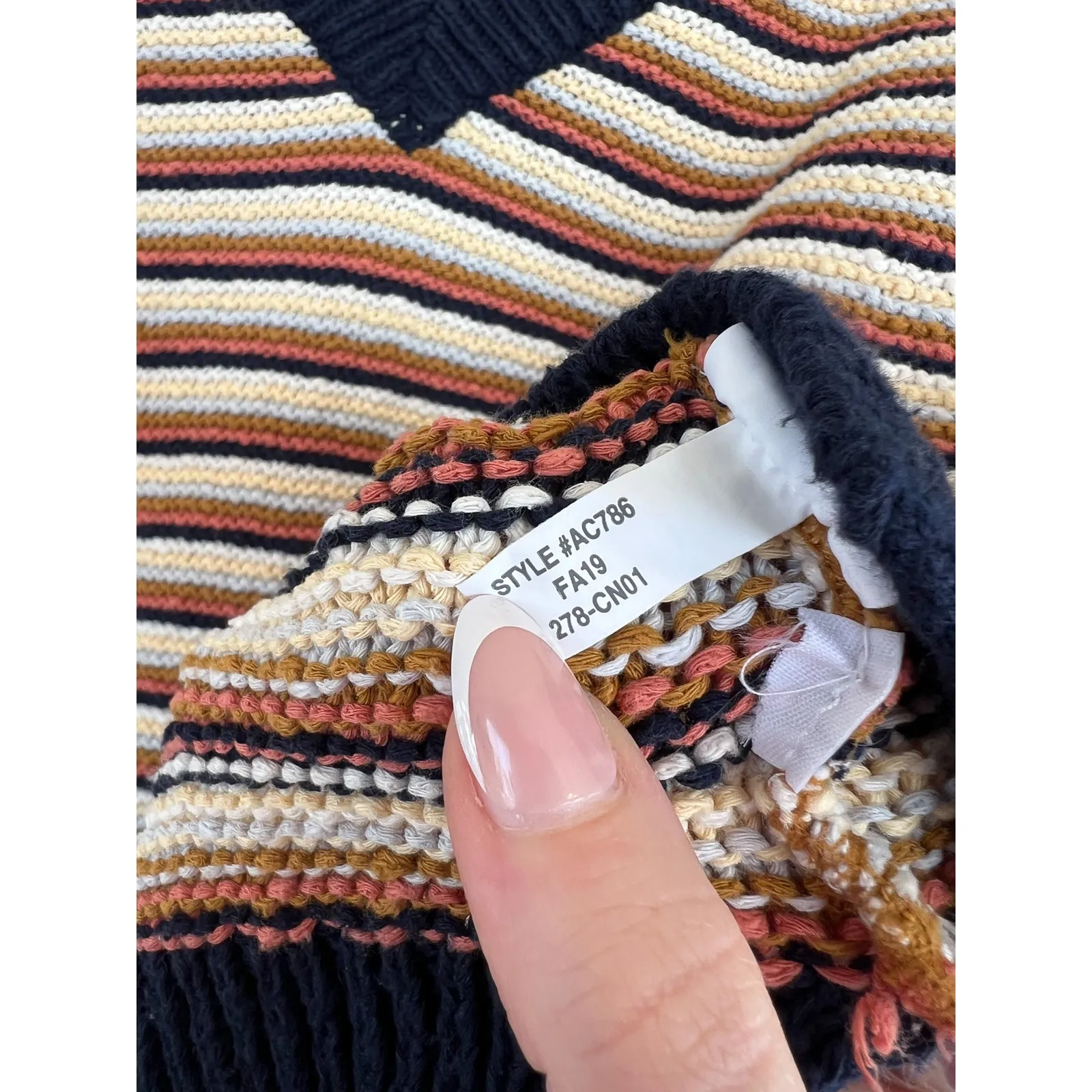 Madewell Arden Striped V-Neck Pullover Sweater XXS Cropped Knit Cotton Sweater - Image 5