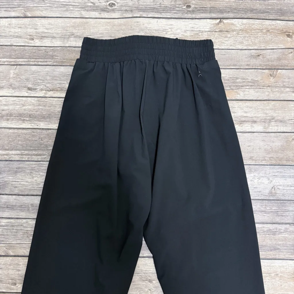 Aday Black Easy Days Cropped Straight Leg Tie Belt Elastic Waistband Pants Small - Image 7