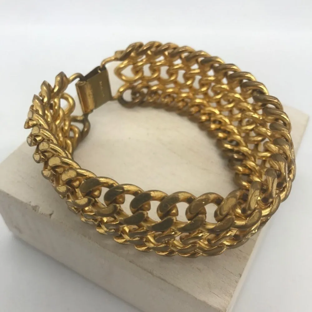Chunky Gold Chain Statement Bracelet Vintage 1960s Jewelry - Image 6
