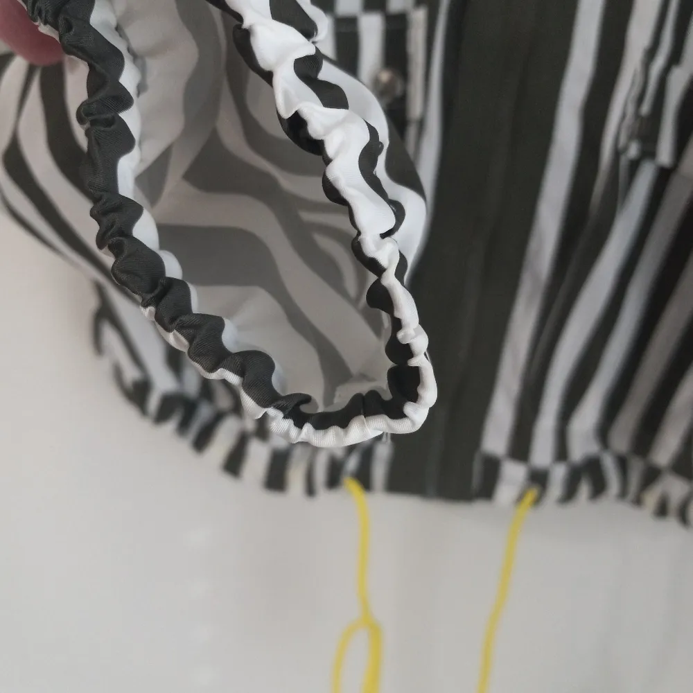 CI SONO XL Hoodie Zip Front Striped Windbreaker Waist Jacket Top - Image 8