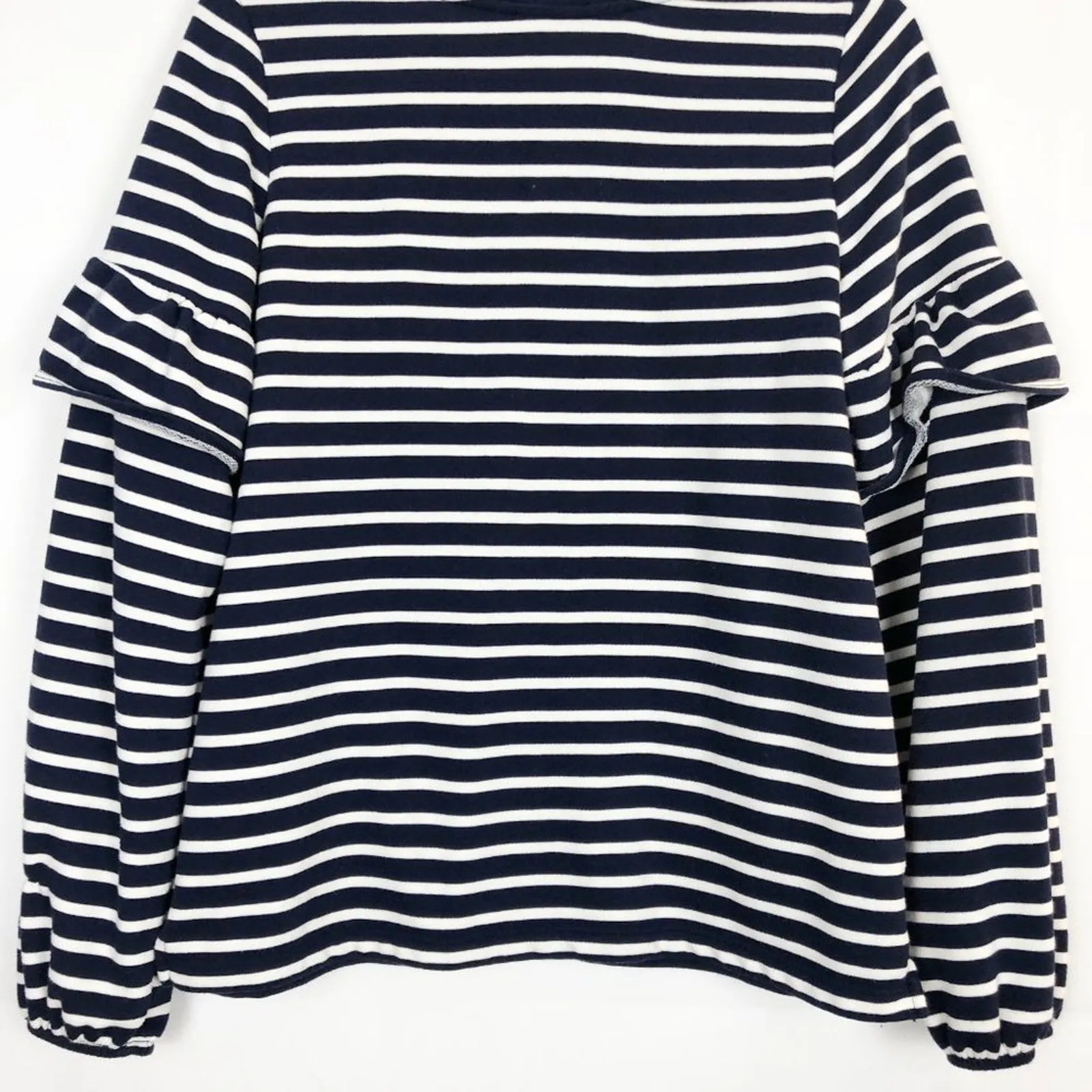 Old Navy Ruffled Sleeves Striped Sweater Size Medium - Image 10