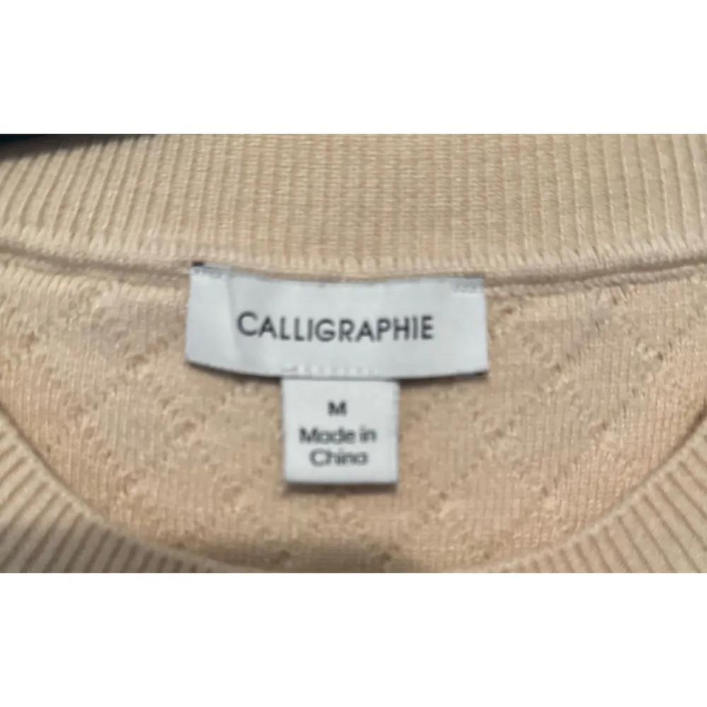 Calligraphie Beige Sweater Size M women's sheer sleeves Size M - Image 3