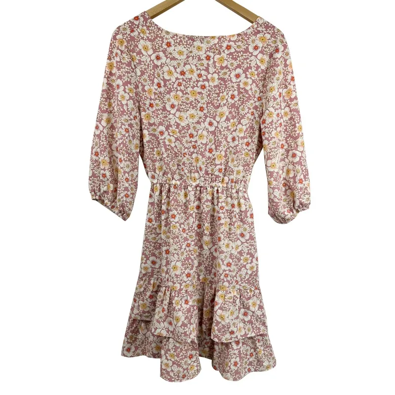 Love Ady Floral Ruffled Dress‎ White Size L - Image 4