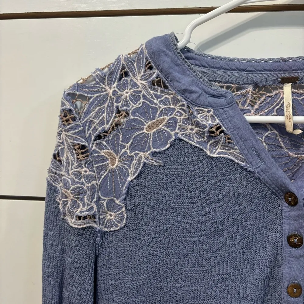 Free People Sky Easy Breezy Lace Henley - Image 6