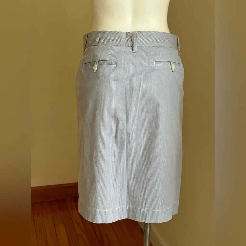 L.L Bean White And Blue Strip Summer  Midi Skirt SZ 6 Front And Back Poc… - Image 4