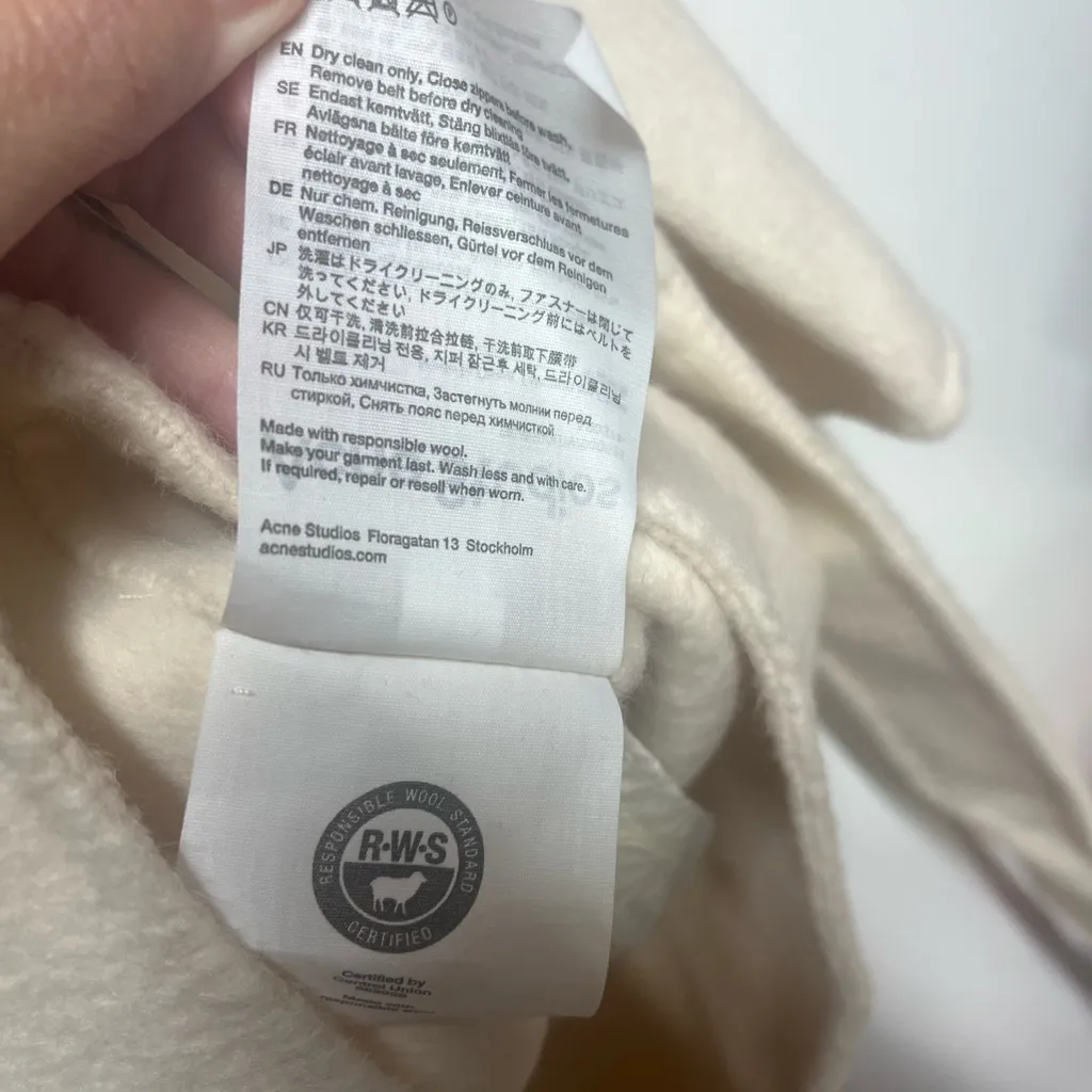 NEW NWT Acne Studios oversized single-breasted wool coat ecru/off-white size 42 - Image 6