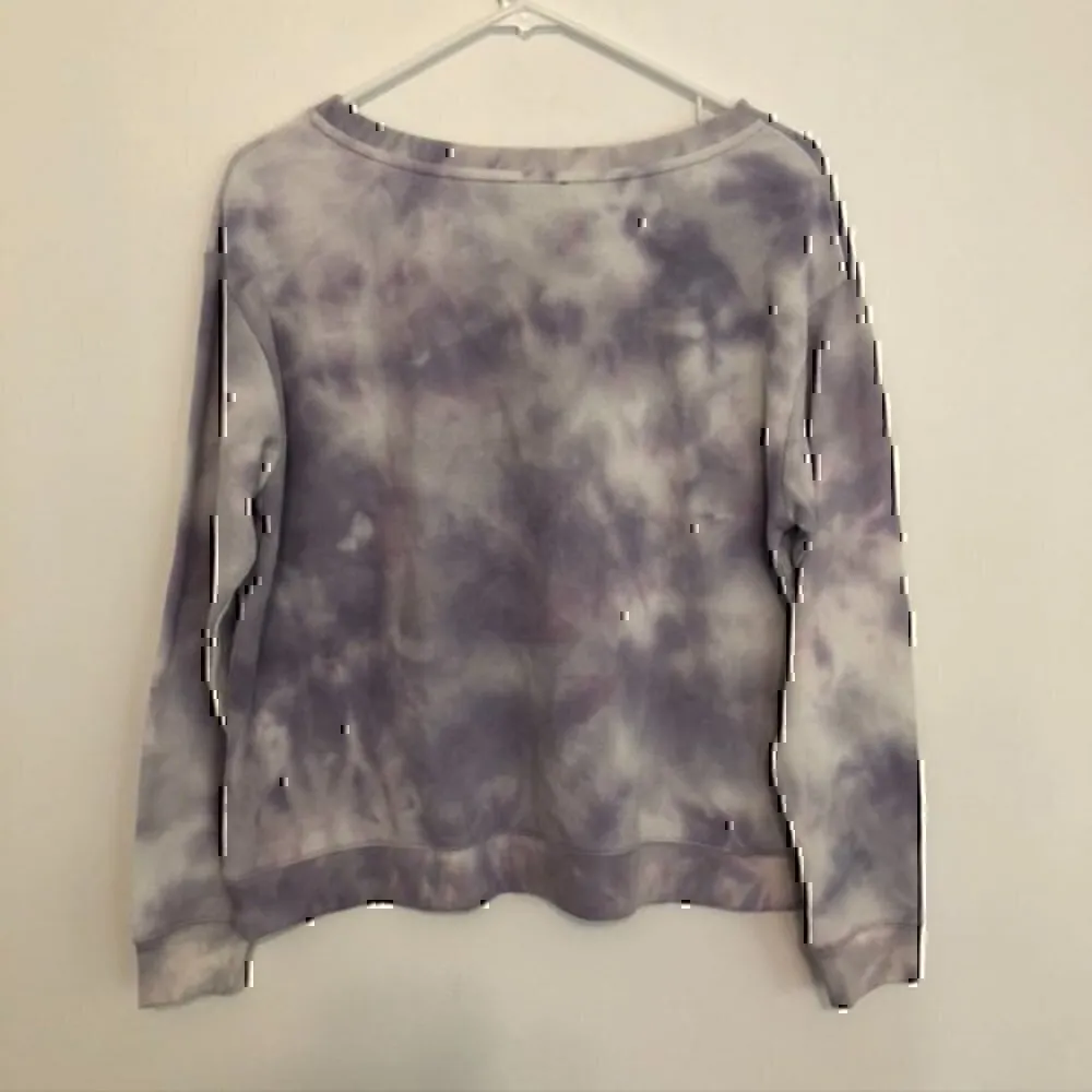 NEW NWT SPLENDID Tie Dye Thermal Long Sleeve Sweatshirt Purple White Crewneck S - Image 10