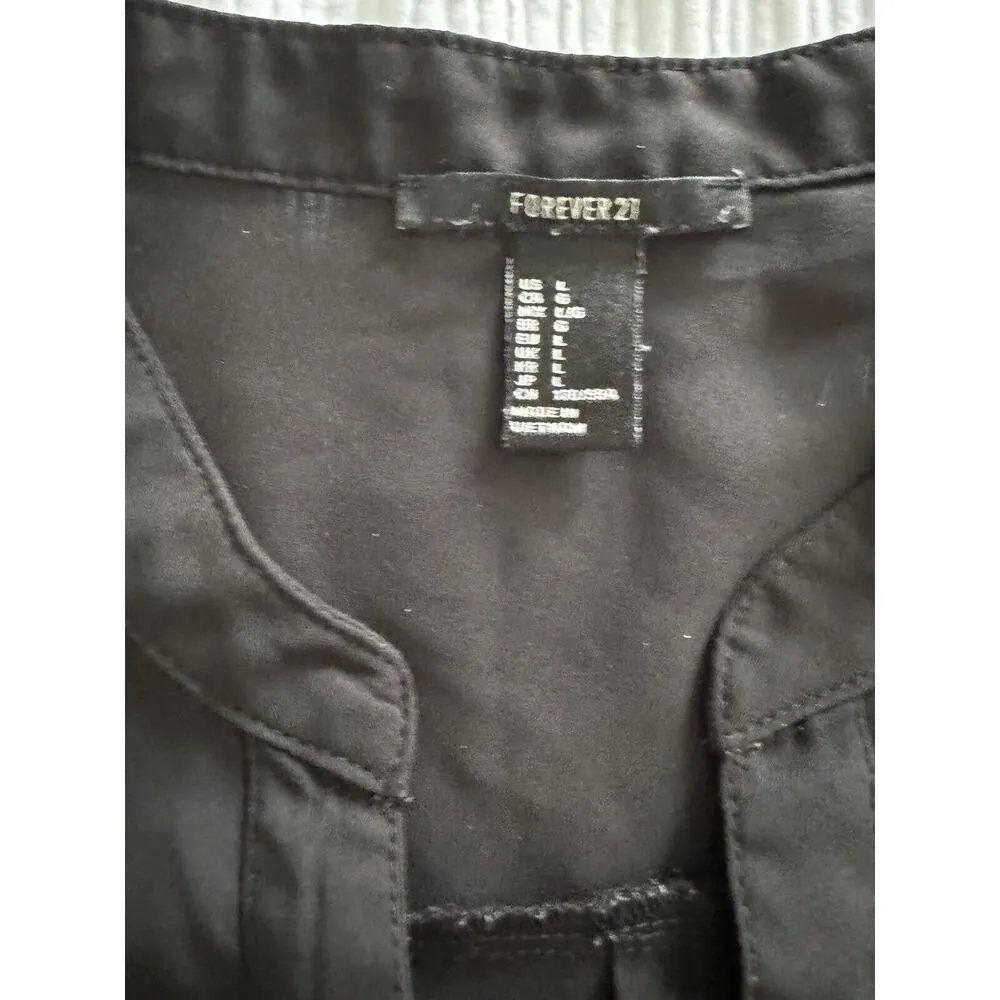 Forever 21 Black Tunic Dress Shirt Button Up Career Minimalist Dark Academia - Image 3