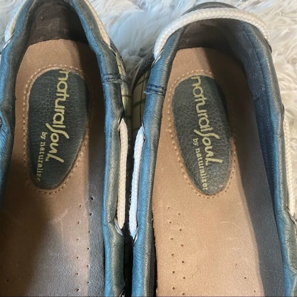 Oliver from Naturalizer Green Leather White Detail Comfy Preppy Top Siders Sz 7 - Image 9