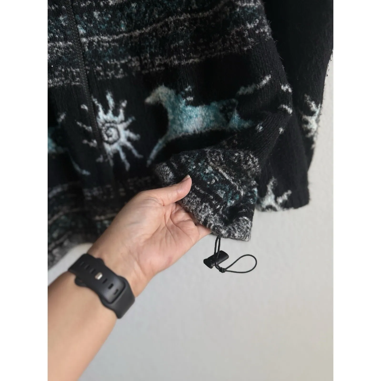 VTG Bear Ridge Outfitters Women's XL Full Zip Jacket Native Fleece Western USA Black - Image 5