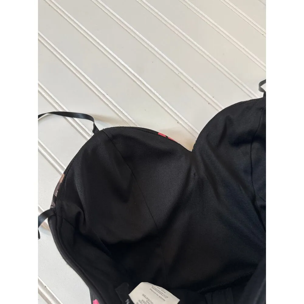 B Darlin Juniors Strapless Floral Dress Black Ruffle Mini Sweetheart Neck Sz 5/6 - Image 7