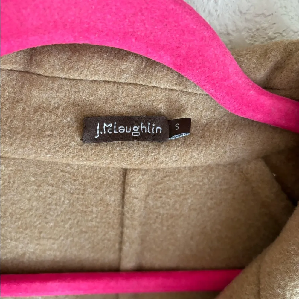 J. McLaughlin Camel Tan Wool Blend Belted Trench Overcoat S - Image 9