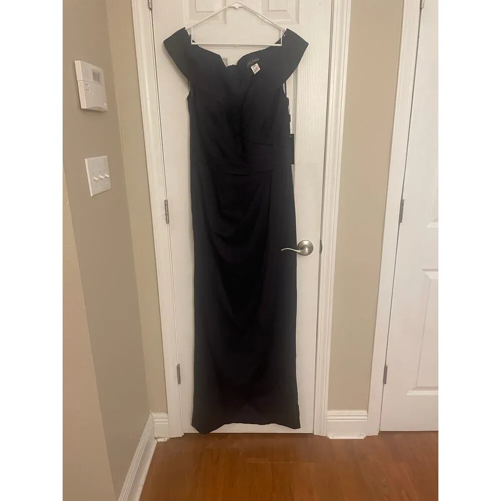 La Femme Navy Off the Shoulder Dress, Size 14, A61 - Image 6