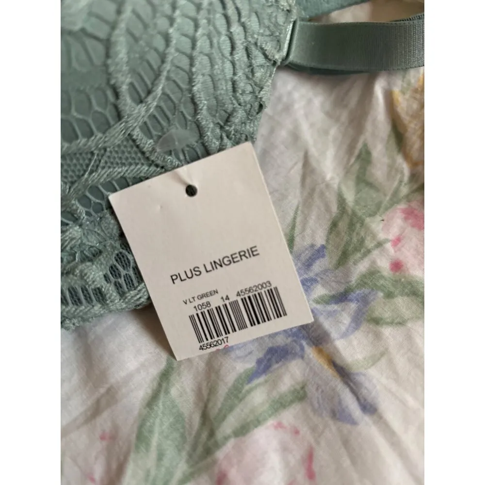 Cato Women's Bra Plus Green Lace Mesh Plus Size 42D Lightly Padded Underwire NWT - Image 9