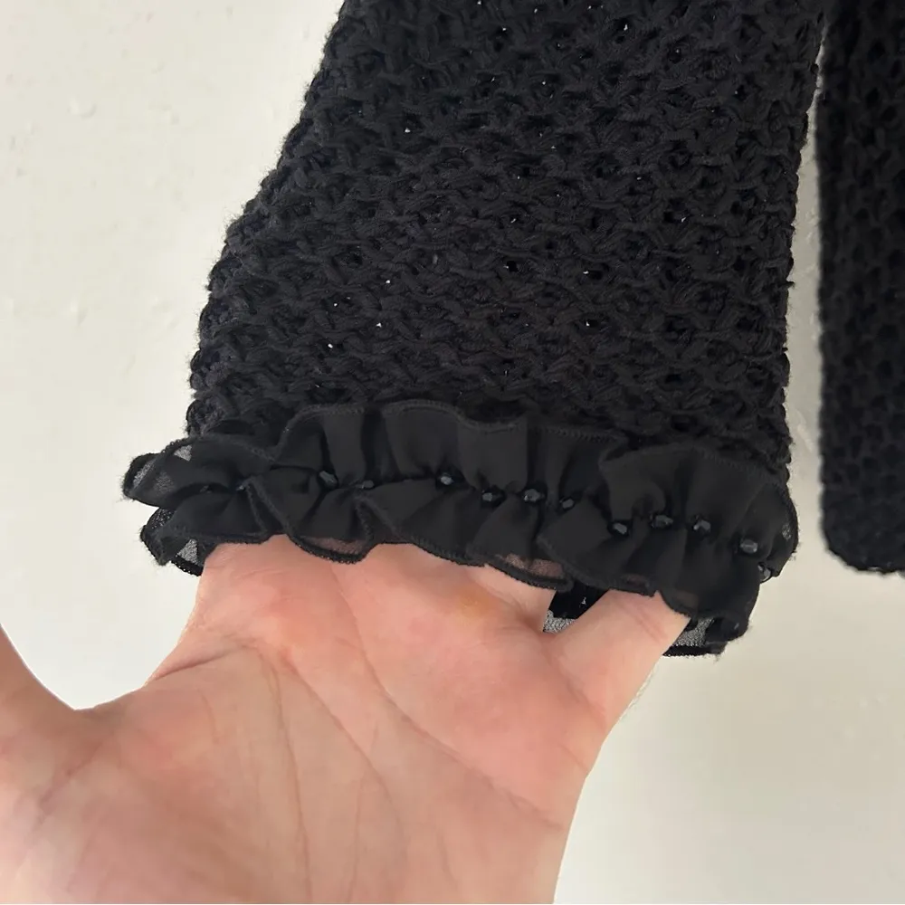 NWT Jones New York Black Cardigan Sweater Nuetral Winter Holiday Ruffle - Image 6