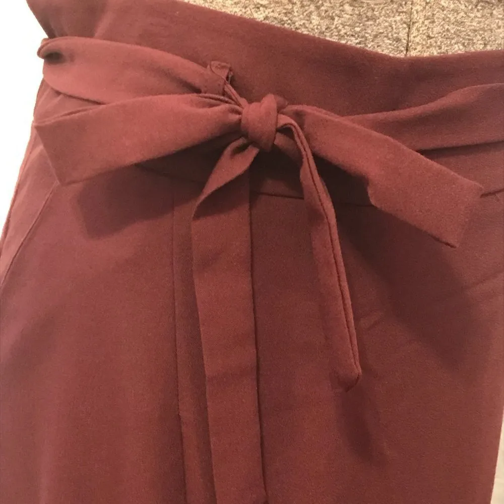 Split A-line tie skirt burgundy ASOS with pockets and tie size 10 new - Image 7