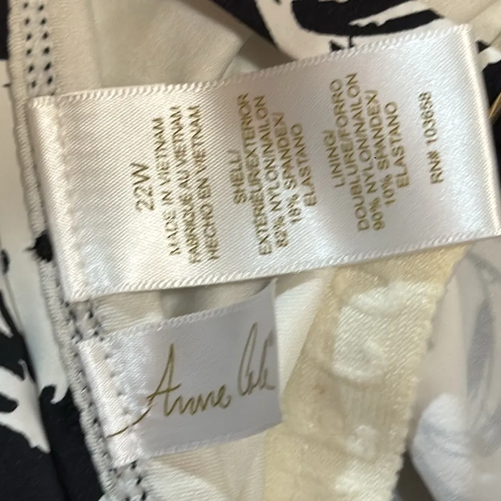 Anne Cole Swim Tank Top Black White Floral Estilo Removable Pads Size 22W - Image 13