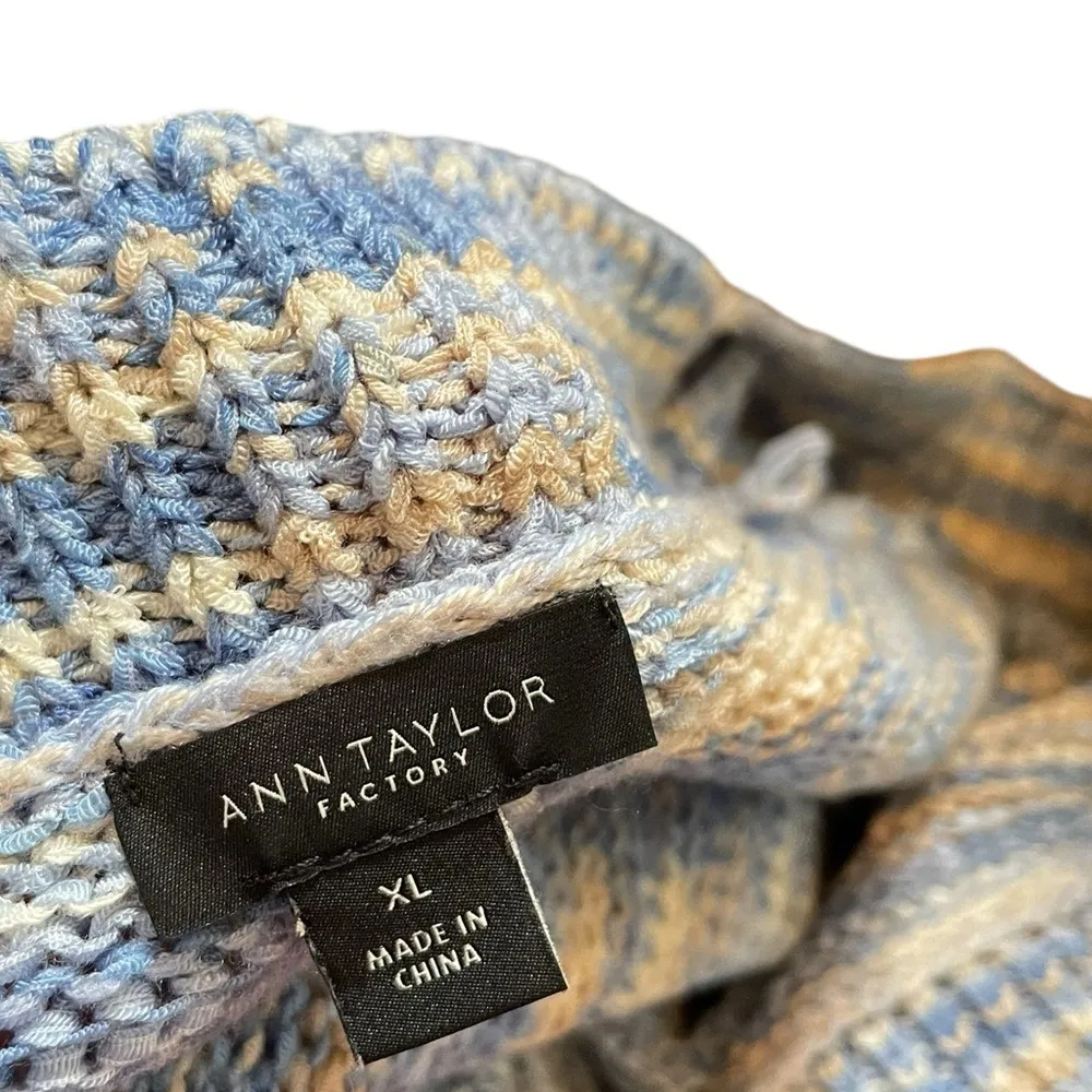 Ann Taylor Blue Yellow Stretch Knit Sleeveless Casual Normcore Sweater Tank Top - Image 3