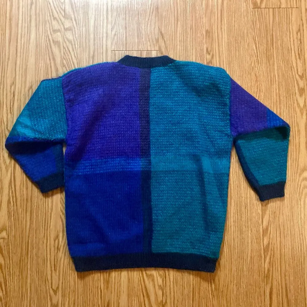 Kristin Paige Vintage Sportswear Blue Striped Chunky Wool Sweater Womens Large - Image 8