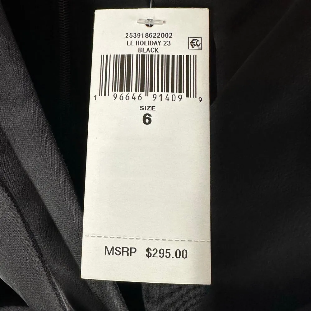 Lauren Ralph Lauren Satin Pleated Long Minimalist Gown Size US 6 Black - Image 5