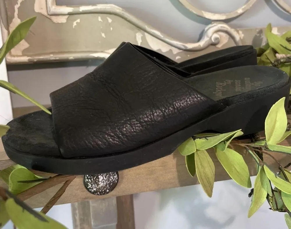 Rockport Black Leather The Walking Sandal Slides Womens 7W Size 7 - Image 3