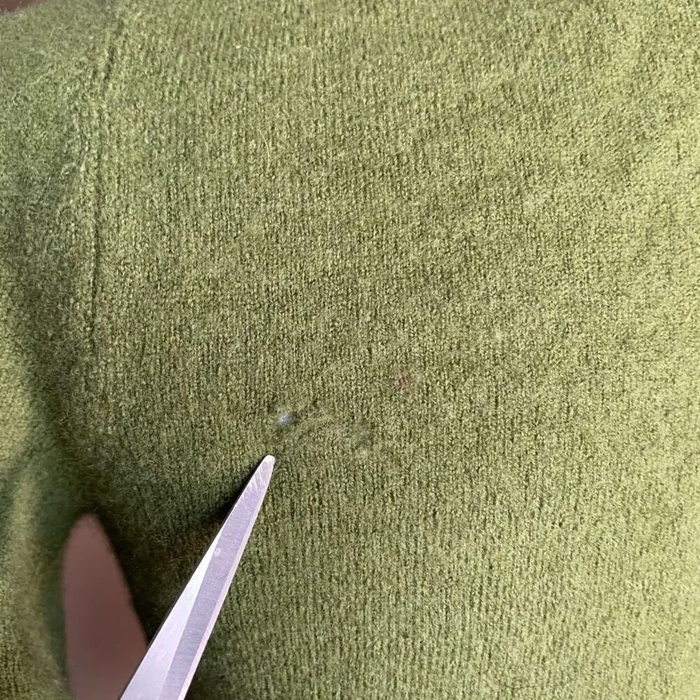 Vintage Green Cardigan Sweater Merino Wool V - Image 5