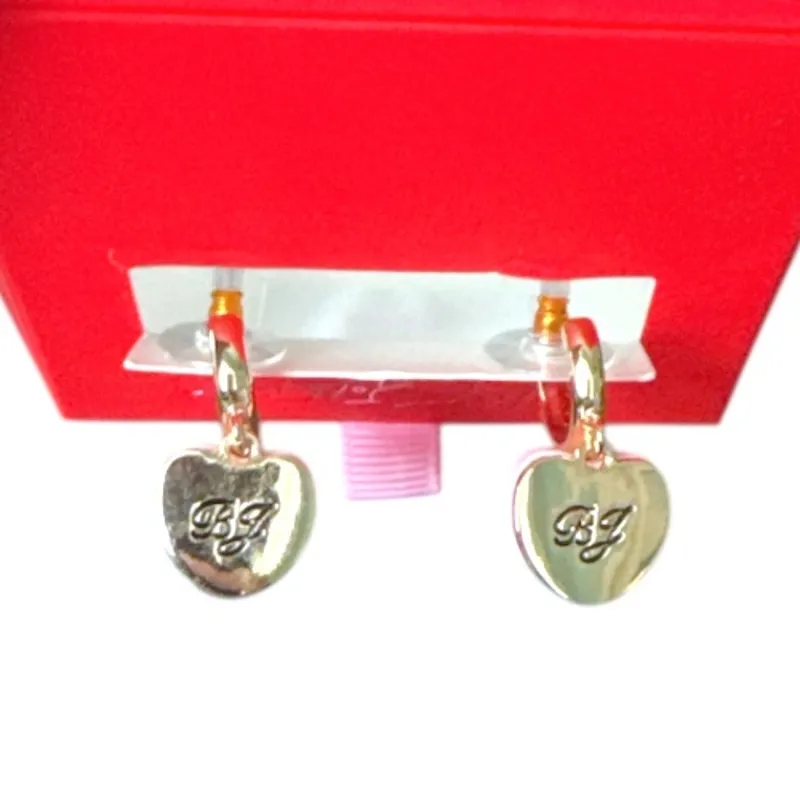 Betsey Johnson Conversation Candy Hearts Huggie Hoop Earrings Pink Gold - Image 5